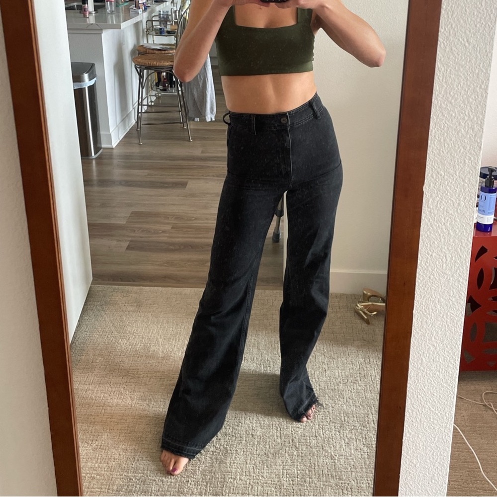 Free People dark grey wide leg jeans